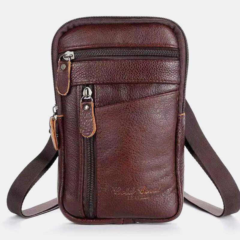 Męska Torba Z Prawdziwej Skóry Multi-carry Anti-theft 6.5-calowa Torba Na Telefon Torba Crossbody Torba Na Pas Torba Na Ramię