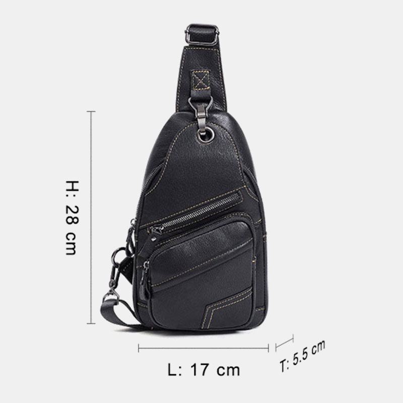 Męska Torba Z Prawdziwej Skóry O Dużej Pojemności Outdoor Casual Chest Bag Convertible Pasek Na Ramię Torba Na Ramię Z Wieloma Kieszeniami Torba Na Ramię