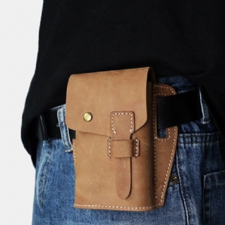 Męska Torba Z Prawdziwej Skóry Retro Outdoor Sport 6.3 Cala Torba Na Telefon W Talii Z Szlufką Na Pasek