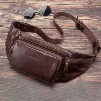 Męska Torba Z Prawdziwej Skóry Retro Sport Outdoor Multi-carry Torba Na Klatkę Piersiową Torba Na Ramię Torba Na Ramię Torba Przez Ramię