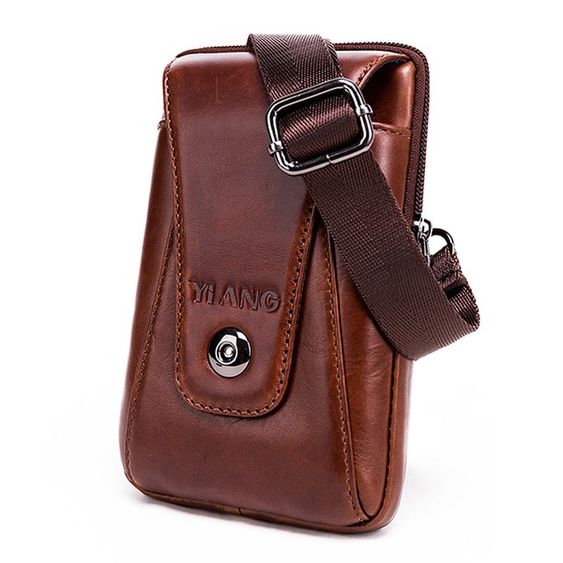 Męska Torba Z Prawdziwej Skóry W Stylu Vintage Business Crossbody Torba Na Telefon Komórkowy Na 6-calowe Telefony