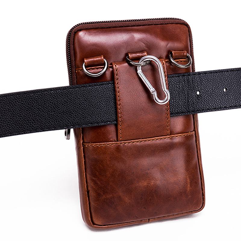 Męska Torba Z Prawdziwej Skóry W Stylu Vintage Business Crossbody Torba Na Telefon Komórkowy Na 6-calowe Telefony