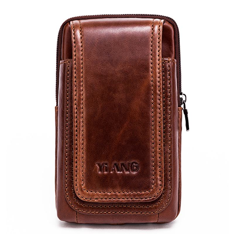 Męska Torba Z Prawdziwej Skóry W Stylu Vintage Business Crossbody Torba Na Telefon Komórkowy Na 6-calowe Telefony