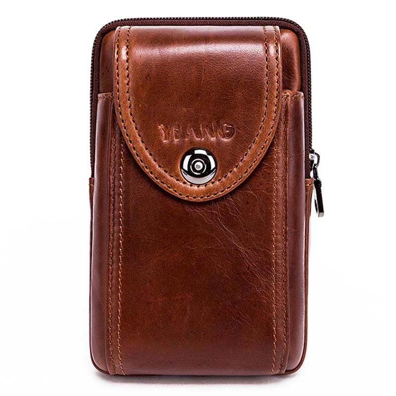 Męska Torba Z Prawdziwej Skóry W Stylu Vintage Business Crossbody Torba Na Telefon Komórkowy Na 6-calowe Telefony