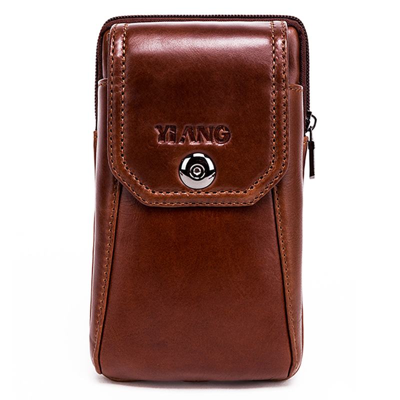 Męska Torba Z Prawdziwej Skóry W Stylu Vintage Business Crossbody Torba Na Telefon Komórkowy Na 6-calowe Telefony