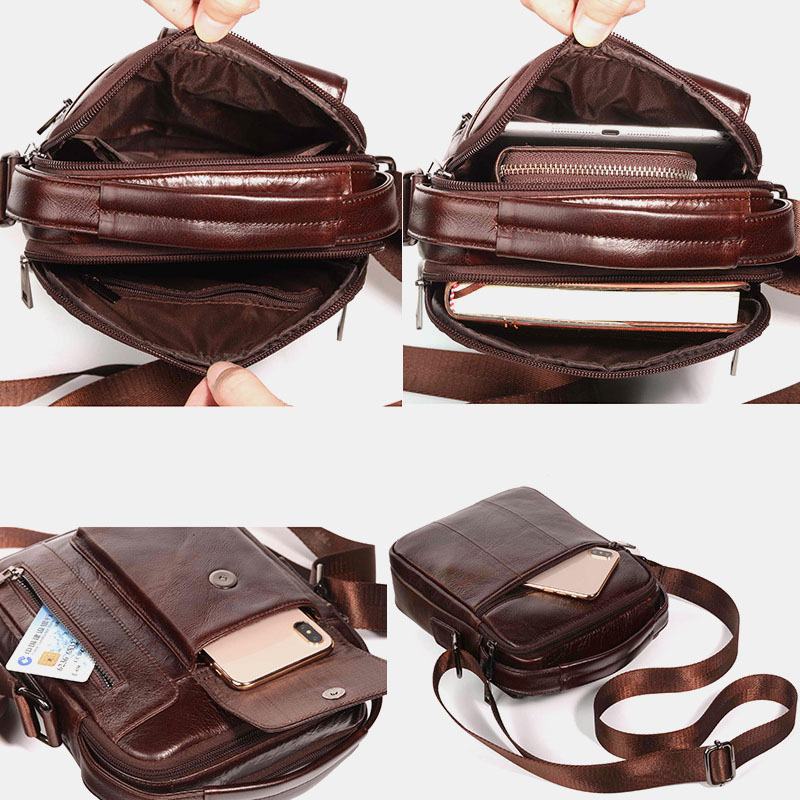 Męska Torba Z Prawdziwej Skóry W Stylu Vintage Crossbody Torba Na Ramię Torba Biznesowa