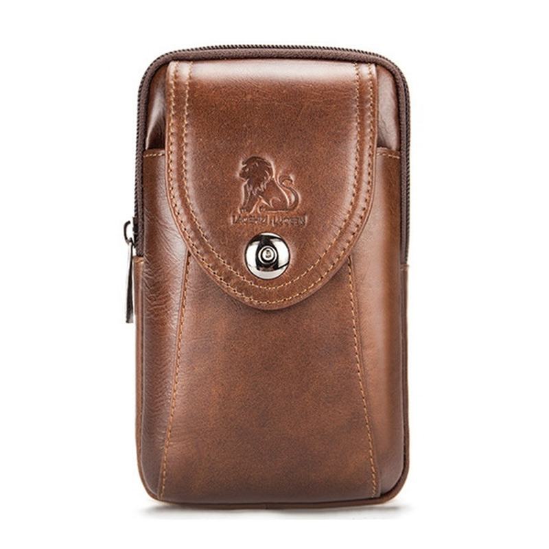 Męska Torba Z Prawdziwej Skóry W Stylu Vintage Minimalistyczna Moda 6 Cali Torba Na Telefon Torba Na Talię Torba Crossbody