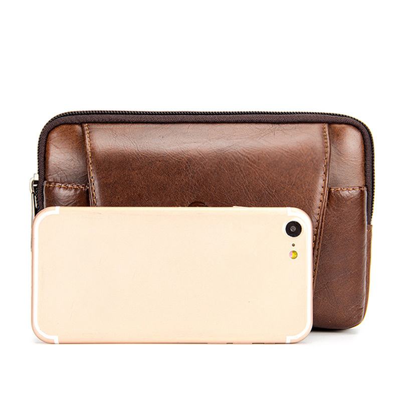 Męska Torba Z Prawdziwej Skóry W Stylu Vintage Minimalistyczna Moda 6 Cali Torba Na Telefon Torba Na Talię Torba Crossbody