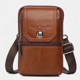 Męska Torba Z Prawdziwej Skóry W Stylu Vintage Multi-card Slot 6.5 Cala Mini Torba Na Telefon Torba Crossbody Torba Na Pas Torba Ze Skóry Bydlęcej