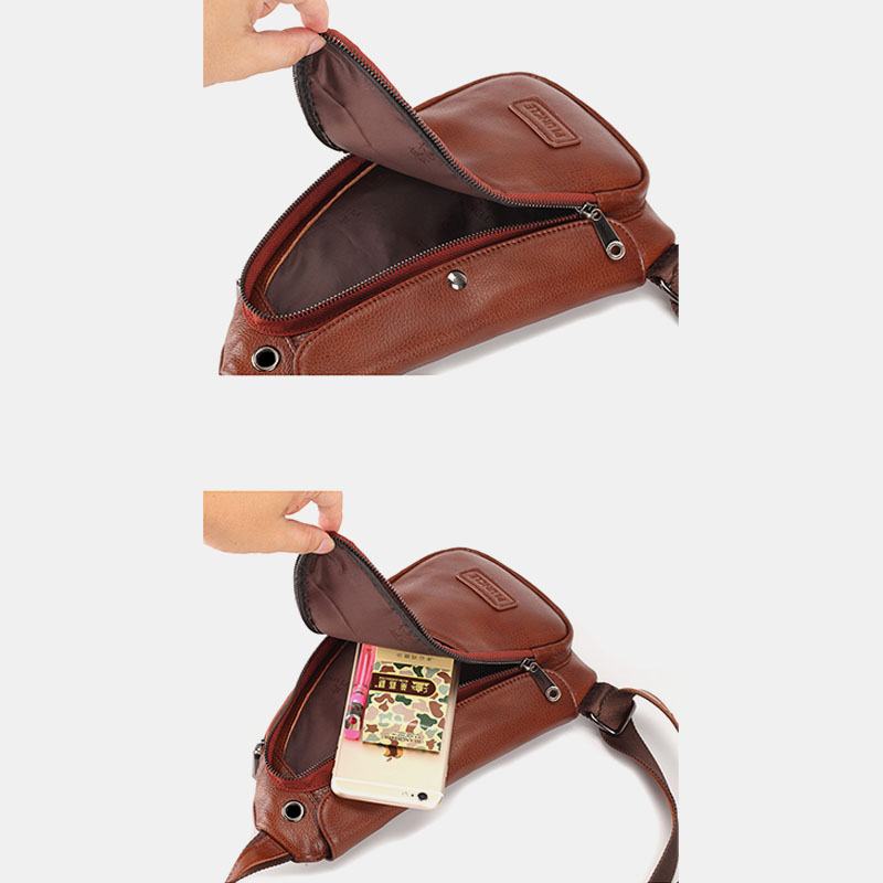 Męska Torba Z Prawdziwej Skóry W Stylu Vintage Unikalna Torba Na Klatkę Piersiową Crossbody