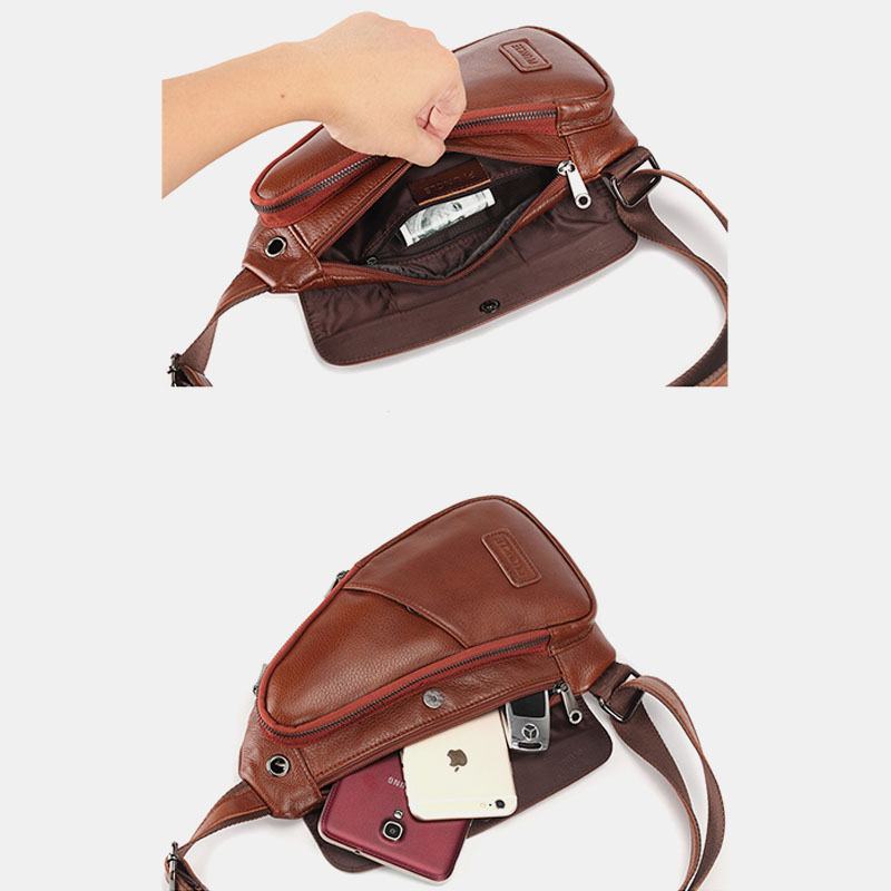 Męska Torba Z Prawdziwej Skóry W Stylu Vintage Unikalna Torba Na Klatkę Piersiową Crossbody