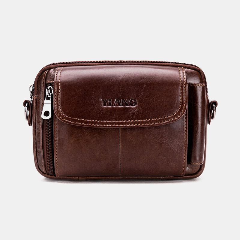 Męska Torba Z Prawdziwej Skóry Wielofunkcyjna Vintage Cross Body Bag Outdoor Torba Na Pas Biodrowy