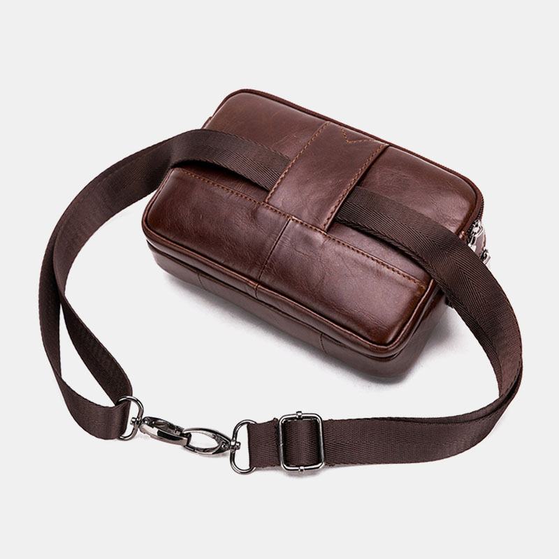 Męska Torba Z Prawdziwej Skóry Wielofunkcyjna Vintage Cross Body Bag Outdoor Torba Na Pas Biodrowy