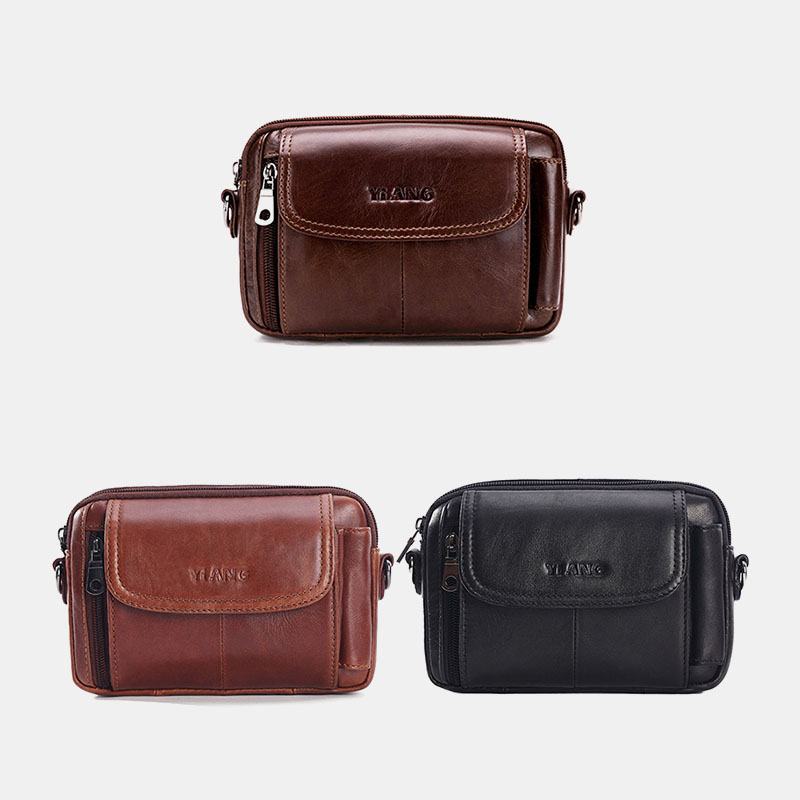 Męska Torba Z Prawdziwej Skóry Wielofunkcyjna Vintage Cross Body Bag Outdoor Torba Na Pas Biodrowy