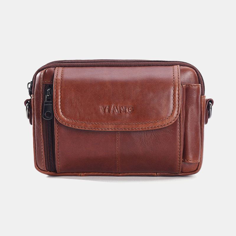 Męska Torba Z Prawdziwej Skóry Wielofunkcyjna Vintage Cross Body Bag Outdoor Torba Na Pas Biodrowy