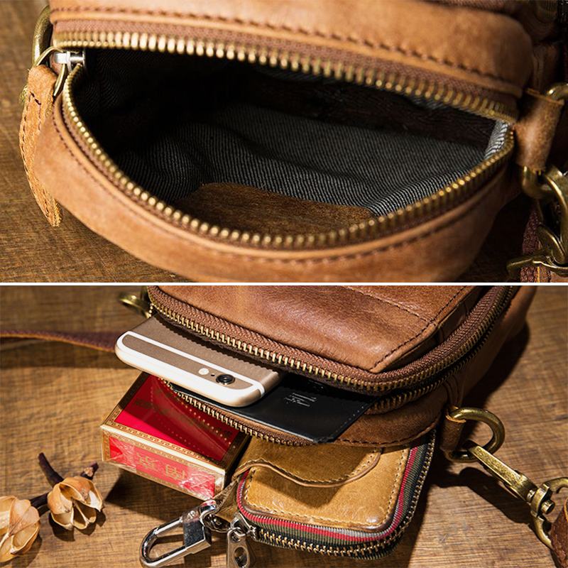 Męska Torba Z Wieloma Kieszeniami O Dużej Pojemności Torby Na Ramię Crossbody Retro Casual 6.5-calowa Torba Na Telefon