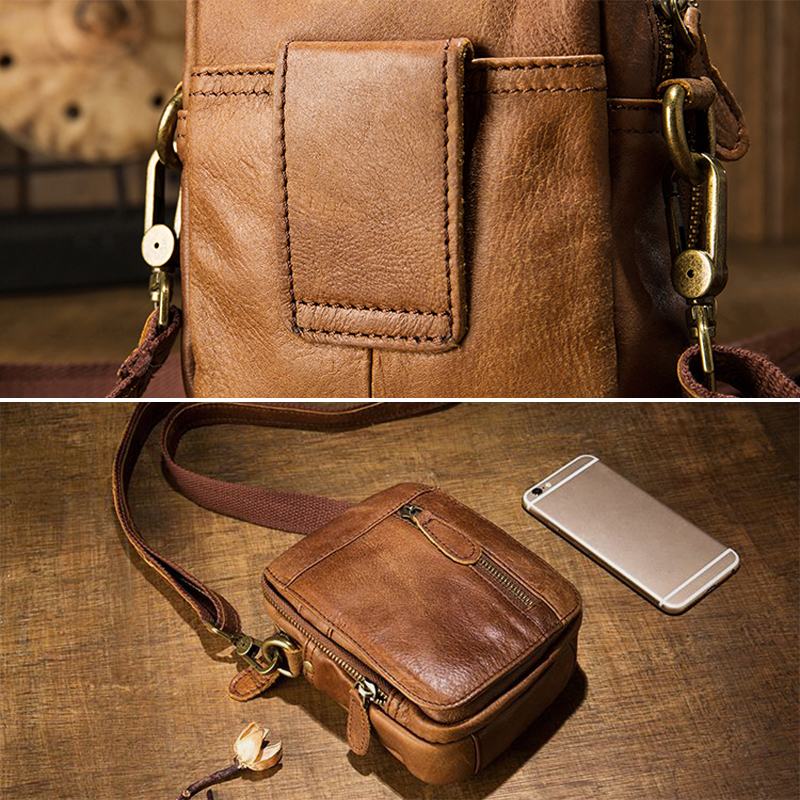 Męska Torba Z Wieloma Kieszeniami O Dużej Pojemności Torby Na Ramię Crossbody Retro Casual 6.5-calowa Torba Na Telefon