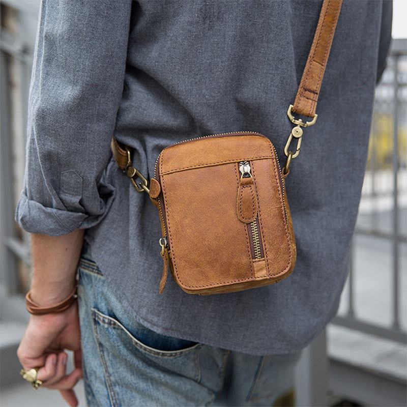 Męska Torba Z Wieloma Kieszeniami O Dużej Pojemności Torby Na Ramię Crossbody Retro Casual 6.5-calowa Torba Na Telefon