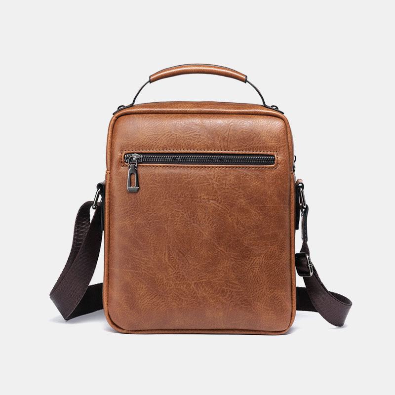 Męska Torba Ze Skóry Pu Retro Business O Dużej Pojemności Multi-pocket Solid Color Torba Na Ramię Crossbody