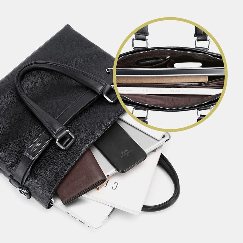 Męska Torba Ze Sztucznej Skóry Business 15.6-calowa Torba Na Laptopa Teczki Torebka Torba Crossbody