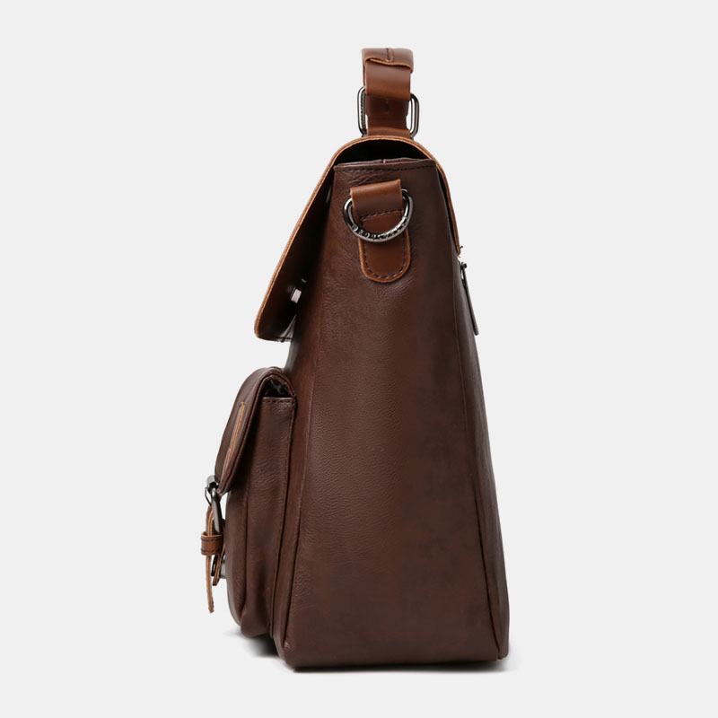 Męska Wielofunkcyjna Podwójna Przednia Kieszeń Torba Nauczyciela W Stylu Vintage 14-calowa Torba Na Laptopa Torba Na Ramię Crossbody