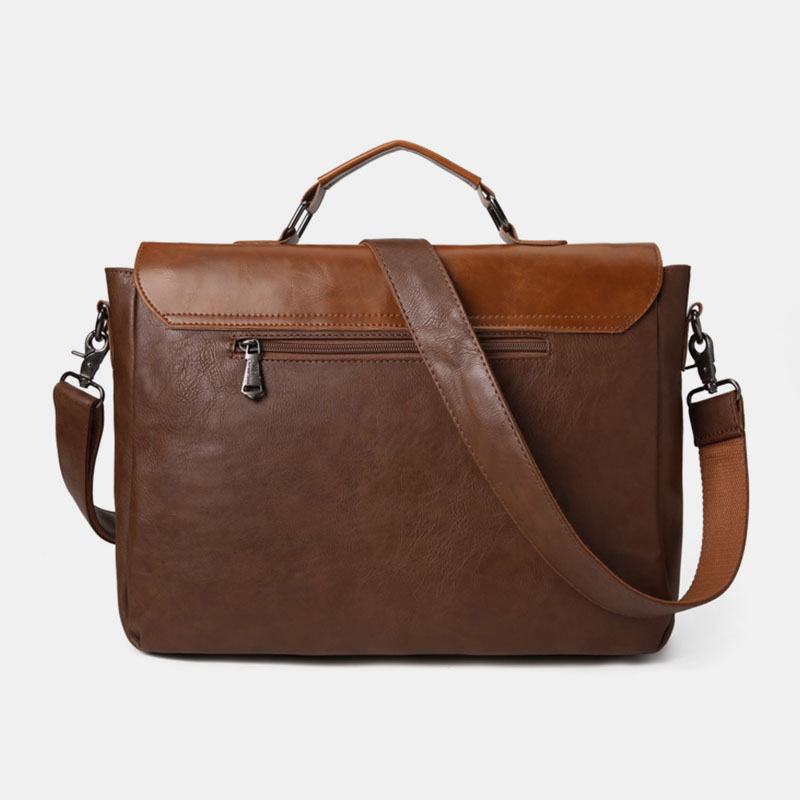 Męska Wielofunkcyjna Podwójna Przednia Kieszeń Torba Nauczyciela W Stylu Vintage 14-calowa Torba Na Laptopa Torba Na Ramię Crossbody