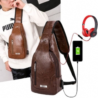 Męska Wielofunkcyjna Torba Usb Crossbody Torba Na Klatkę Piersiową Torba Na Ramię Business Outdoor