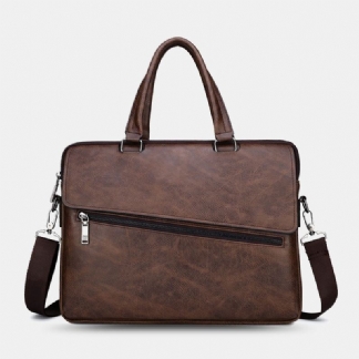 Męska Wielofunkcyjna Torba Ze Skóry Pu Anti-theft Vintage Business Messenger Bag Torba Przez Ramię Torebka Torba Na Ramię