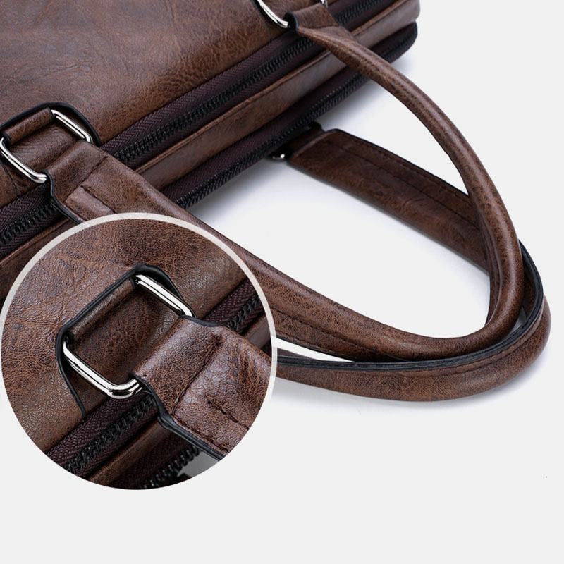 Męska Wielofunkcyjna Torba Ze Skóry Pu Anti-theft Vintage Business Messenger Bag Torba Przez Ramię Torebka Torba Na Ramię