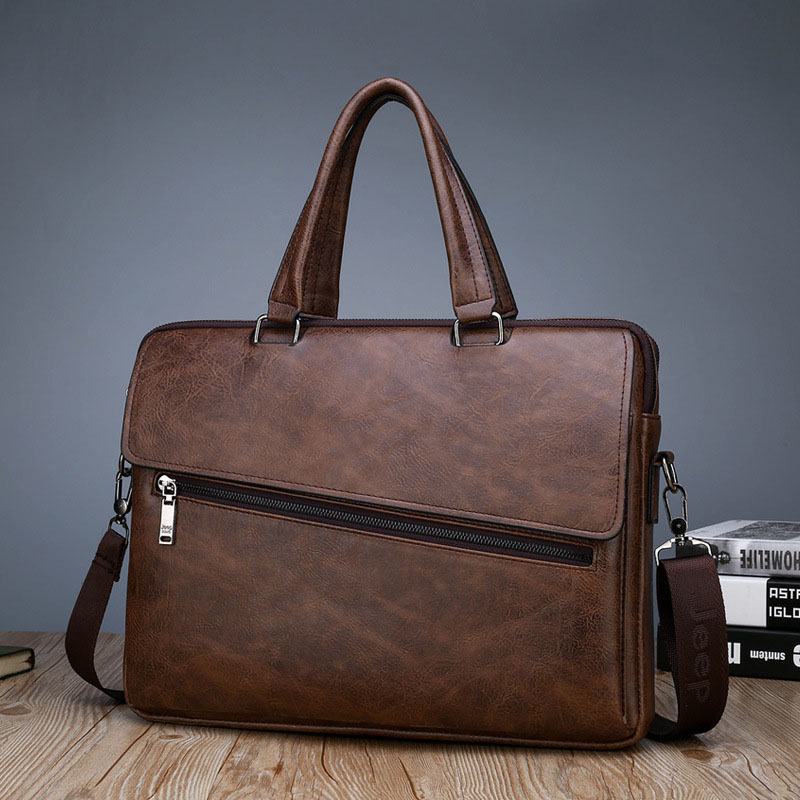 Męska Wielofunkcyjna Torba Ze Skóry Pu Anti-theft Vintage Business Messenger Bag Torba Przez Ramię Torebka Torba Na Ramię