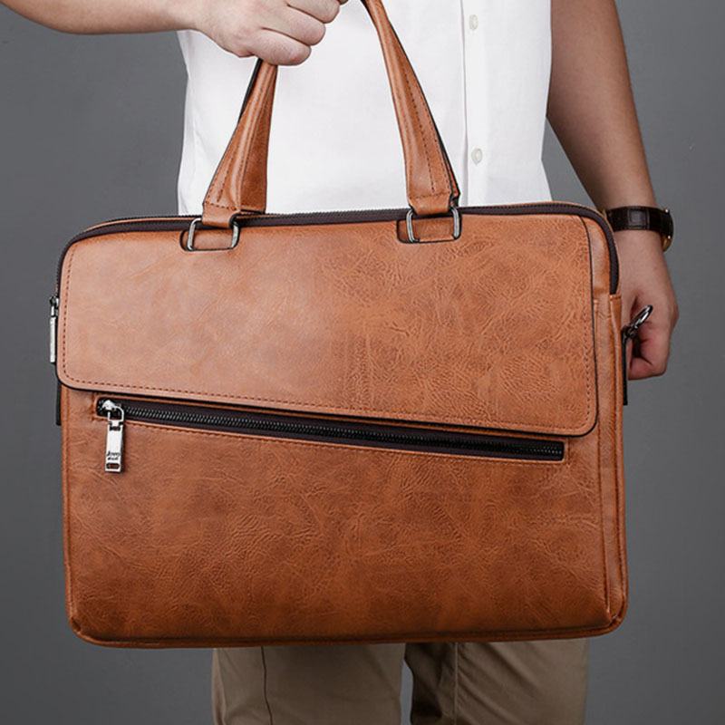 Męska Wielofunkcyjna Torba Ze Skóry Pu Anti-theft Vintage Business Messenger Bag Torba Przez Ramię Torebka Torba Na Ramię