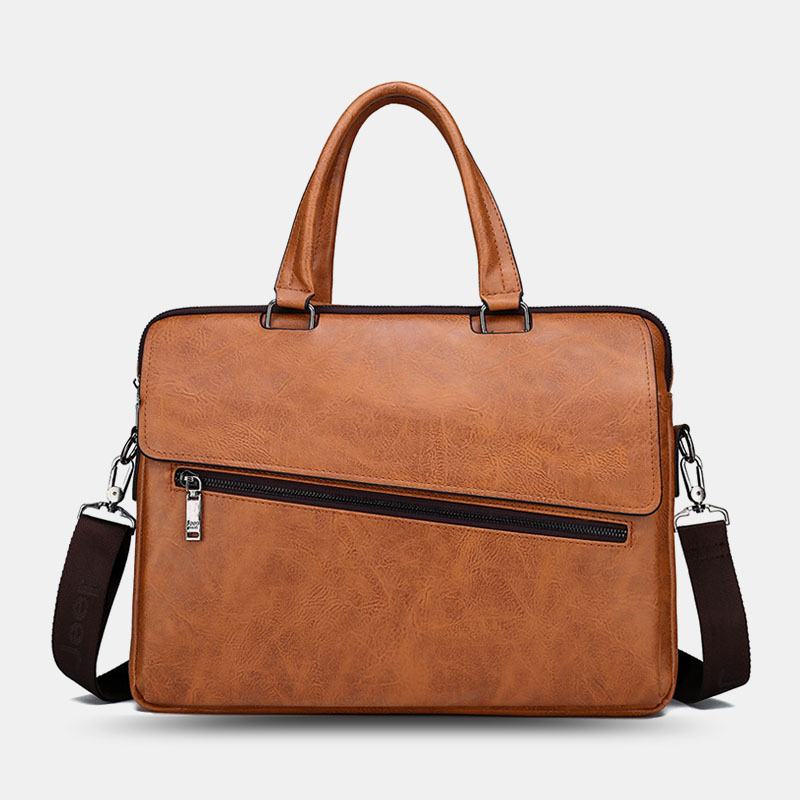 Męska Wielofunkcyjna Torba Ze Skóry Pu Anti-theft Vintage Business Messenger Bag Torba Przez Ramię Torebka Torba Na Ramię