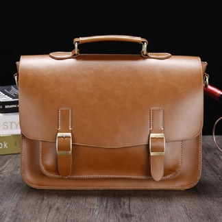 Męska Wodoodporna Odporna Na Zużycie Skórzana Teczka Biznesowa W Stylu Vintage Torba Na Ramię Crossbody