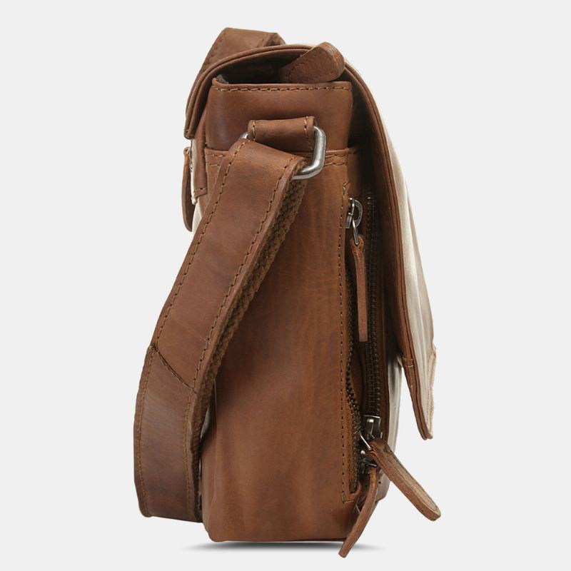 Męska Wodoodporna Wielowarstwowa Torba Crossbody Z Zamkiem Błyskawicznym Faux Leather Soft Messenger Bag Anti-theft Sling Bag