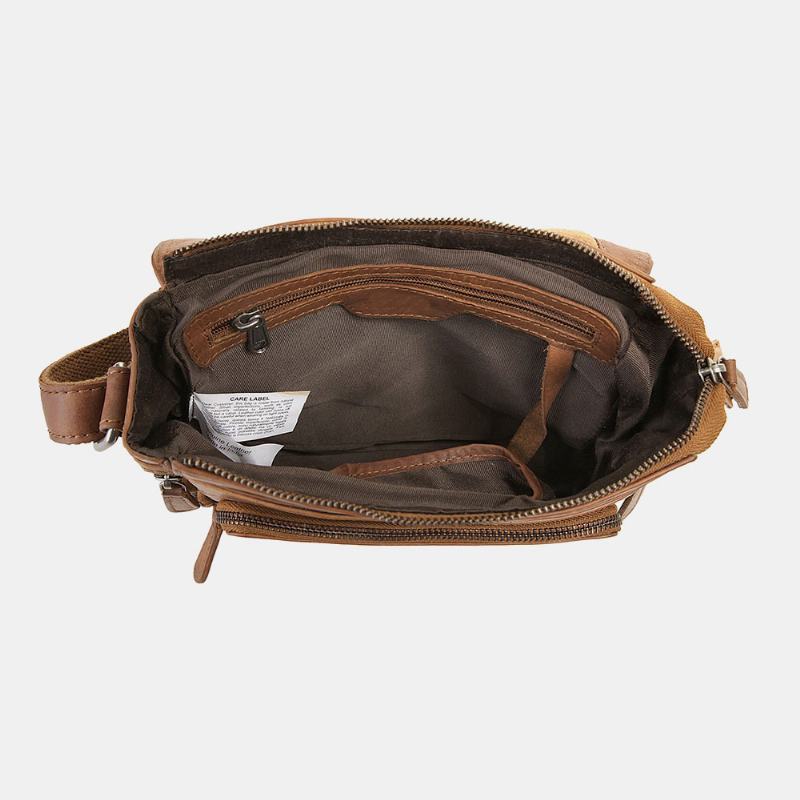 Męska Wodoodporna Wielowarstwowa Torba Crossbody Z Zamkiem Błyskawicznym Faux Leather Soft Messenger Bag Anti-theft Sling Bag