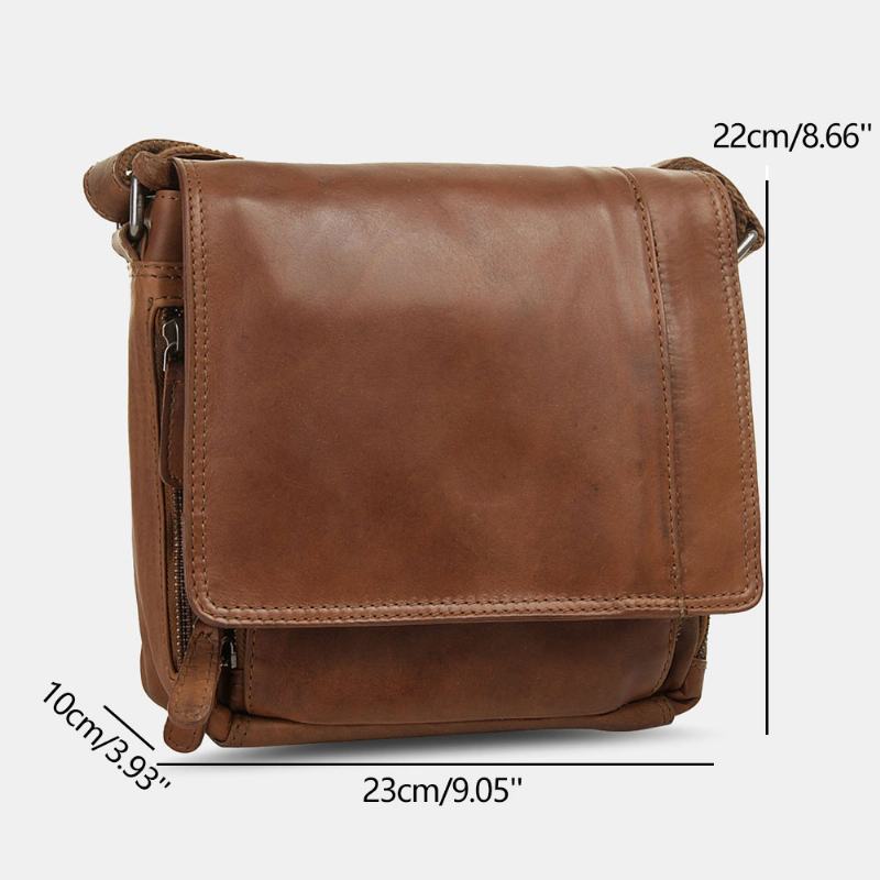 Męska Wodoodporna Wielowarstwowa Torba Crossbody Z Zamkiem Błyskawicznym Faux Leather Soft Messenger Bag Anti-theft Sling Bag