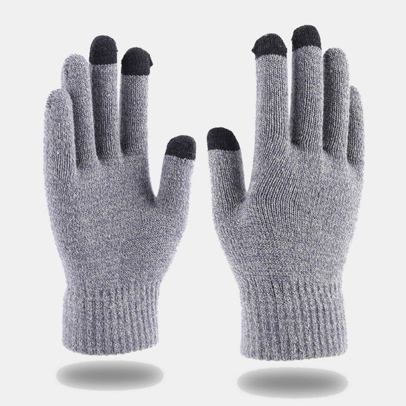 Męska Zimowa Ochrona Przed Chłodem Ciepłe Wełniane Rękawiczki Z Pełnymi Palcami Zagęścić Plus Aksamitne Rękawiczki Gimnastyczne Z Trzema Palcami Z Ekranem Dotykowym