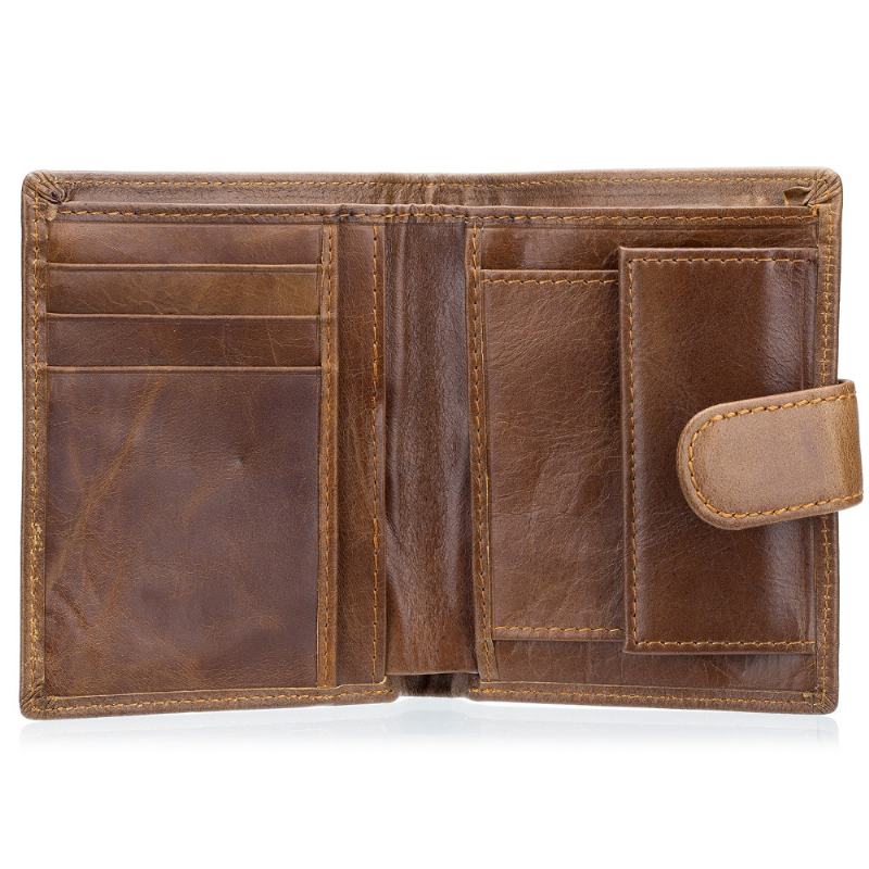 Męski Bifold Krótki Portfel Vintage Skórzany Uchwyt Na Karty Z Wieloma Gniazdami Na Karty Hasp Coin Bag