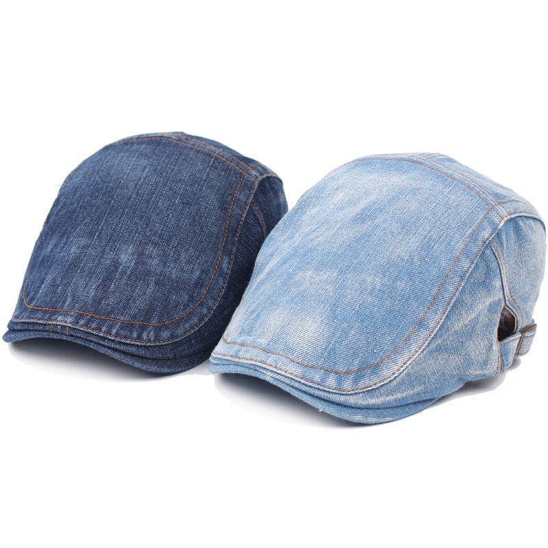 Męski Damski Sprany Denim Regulowany Solidny Beret Malarza