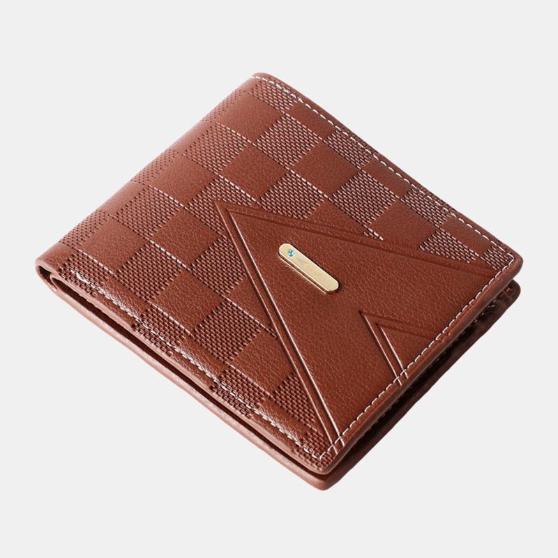 Męski Faux Leather Business Retro Solid Color Lychee Pattern Wytłaczany Portfel Na Karty Z Wieloma Gniazdami