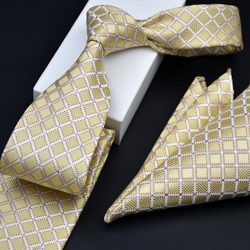 Męski Garnitur Z Krawatem I Kieszonkowym Ręcznikiem Biznesowe Formalne Krawaty Żakardowe