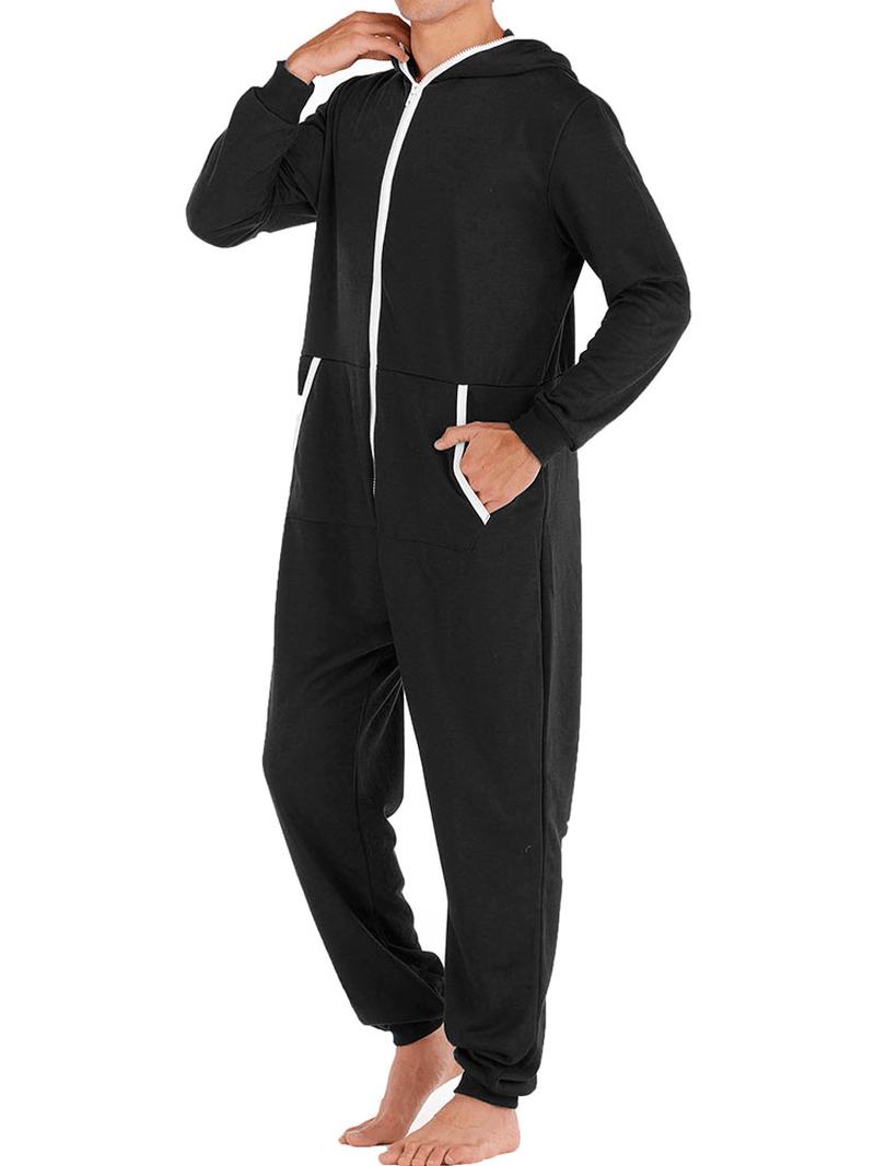 Męski Kombinezon Na Co Dzień Onesies Z Kapturem Loungewear Luźna Piżama