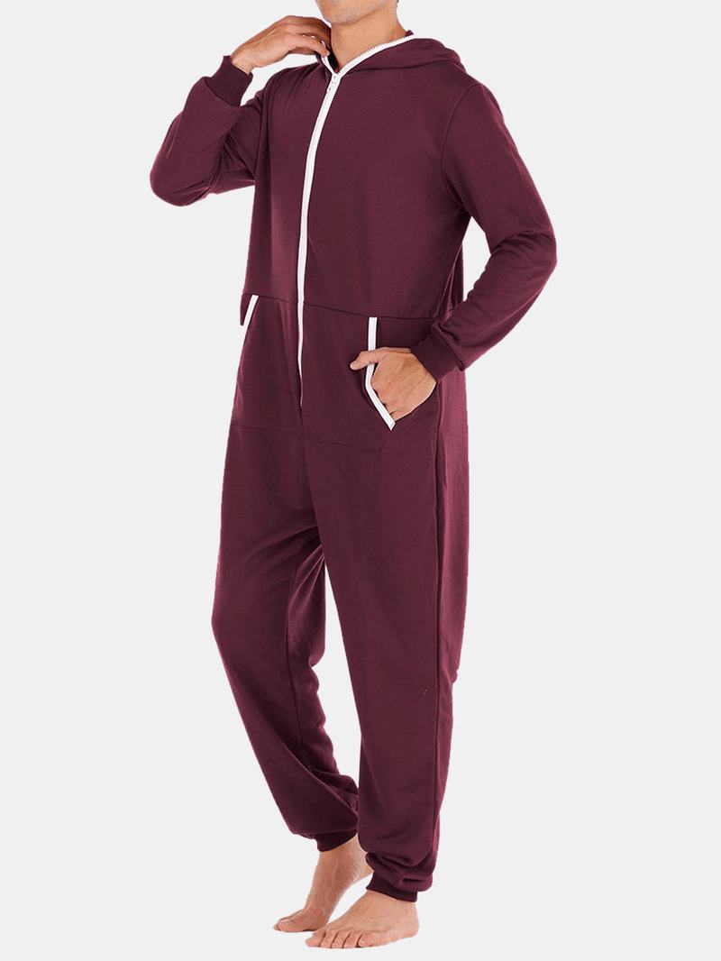 Męski Kombinezon Na Co Dzień Onesies Z Kapturem Loungewear Luźna Piżama