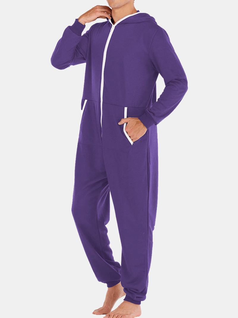 Męski Kombinezon Na Co Dzień Onesies Z Kapturem Loungewear Luźna Piżama