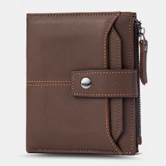 Męski Krótki Portfel Blokujący Bifold Retro Casual Multi-card Slot Card Holder Portfel Prawa Jazdy Ze Skóry Bydlęcej