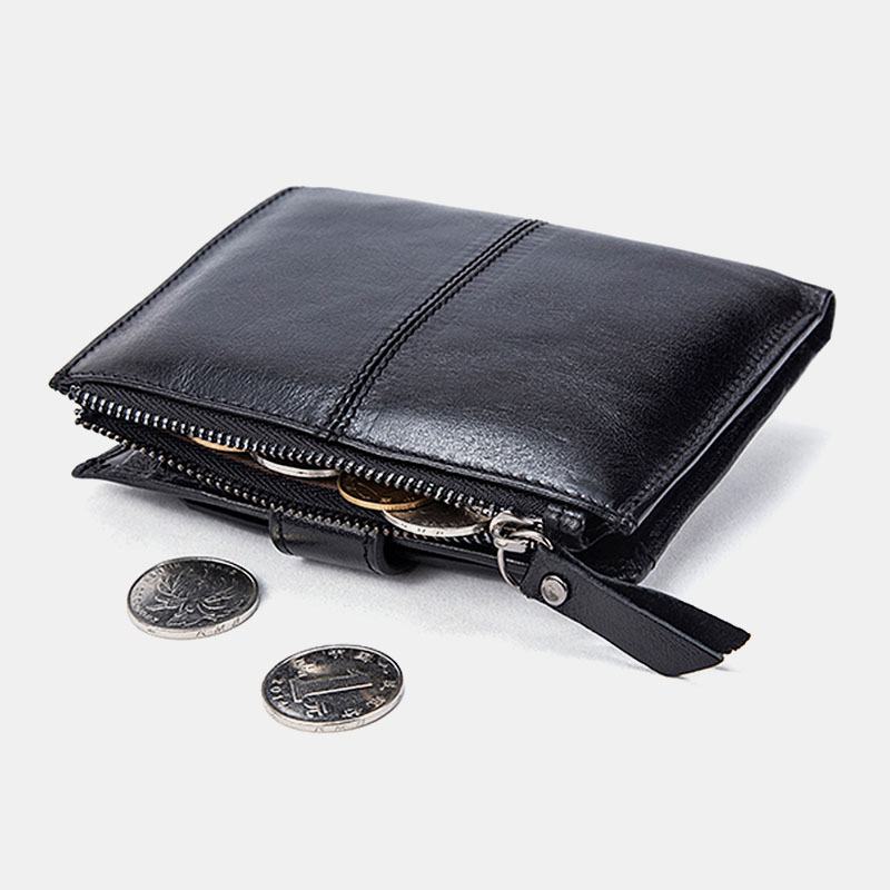 Męski Krótki Portfel Blokujący Bifold Retro Casual Multi-card Slot Card Holder Portfel Prawa Jazdy Ze Skóry Bydlęcej