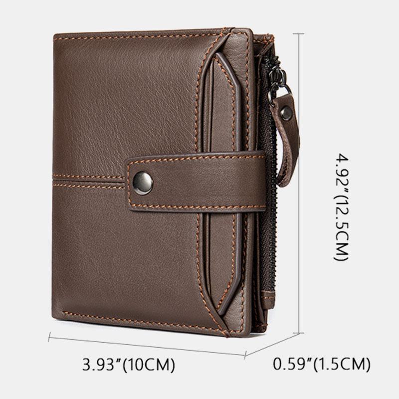 Męski Krótki Portfel Blokujący Bifold Retro Casual Multi-card Slot Card Holder Portfel Prawa Jazdy Ze Skóry Bydlęcej