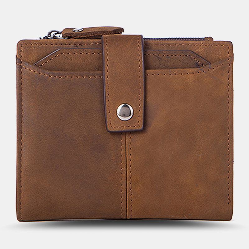 Męski Krótki Portfel Blokujący Bifold Retro Casual Multi-card Slot Card Holder Portfel Prawa Jazdy Ze Skóry Bydlęcej