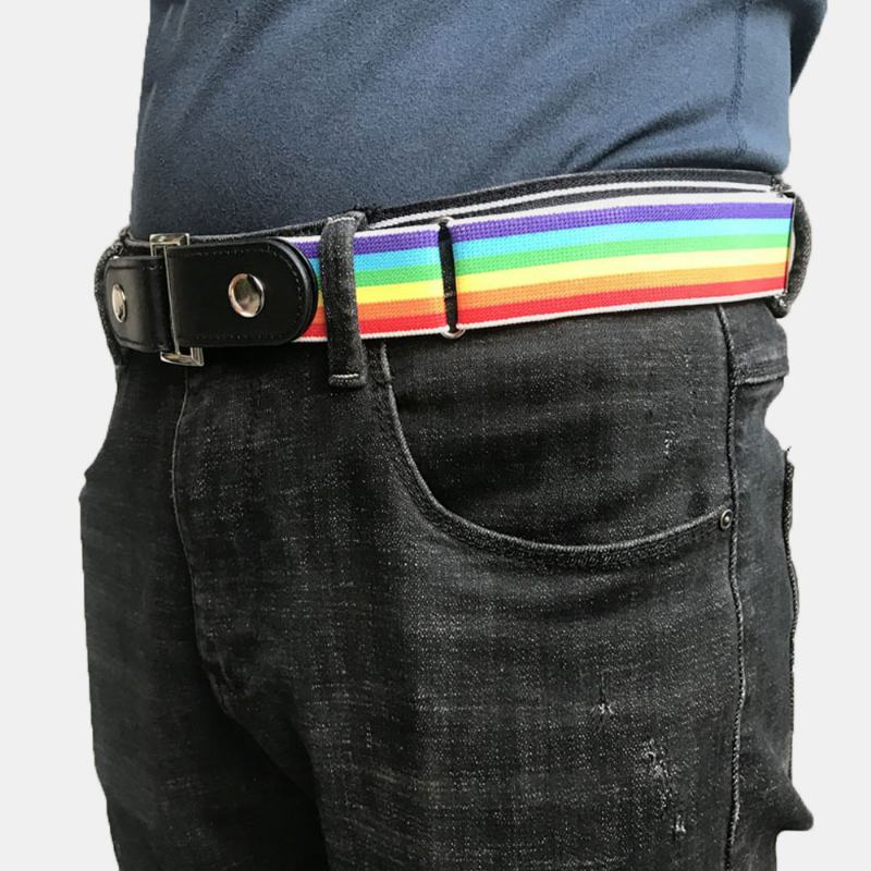 Męski Pasek Ze Skóry Pu Regulowany Wąski Elastyczny Niewidoczny Podwójnego Zastosowania Wild Jeans Belt