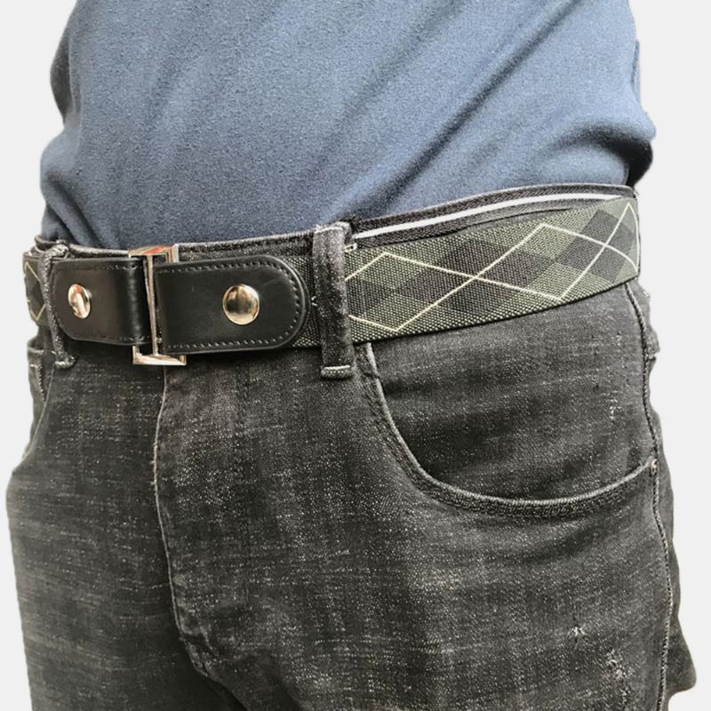 Męski Pasek Ze Skóry Pu Regulowany Wąski Elastyczny Niewidoczny Podwójnego Zastosowania Wild Jeans Belt